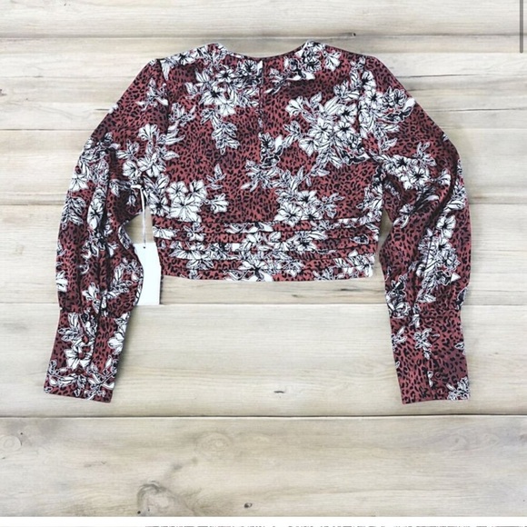 NWT Amanda Uprichard Simara Crop Blouse Size S - Long Sleeve Double Keyhole Neck - Picture 6 of 8